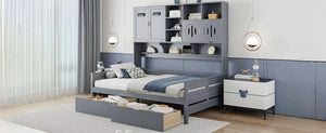 Daybed With All-In-One Cabinet And Shelf