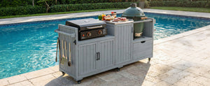 K&K 80.5' Outdoor Kitchen Island for Big Green Egg & Blackstone Griddle