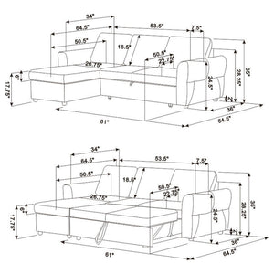 Kenna- Sleeper Sectional Sofa With Storage Ottoman