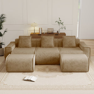 Streamlined Design Modular 3 Seat U Shape Sectional Boneless Sofa