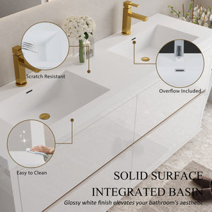 Bathin Freestanding Bathroom Vanity With Double Sinks, Bathroom Storage Vanity Cabinet With Stone Resin Countertop And Soft Close Drawers
