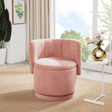 Seattle Pink Bouclé Swivel Chair with Hidden Storage