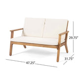Avacyn Outdoor Acacia Wood 4-Seater Chat Set with Cushions