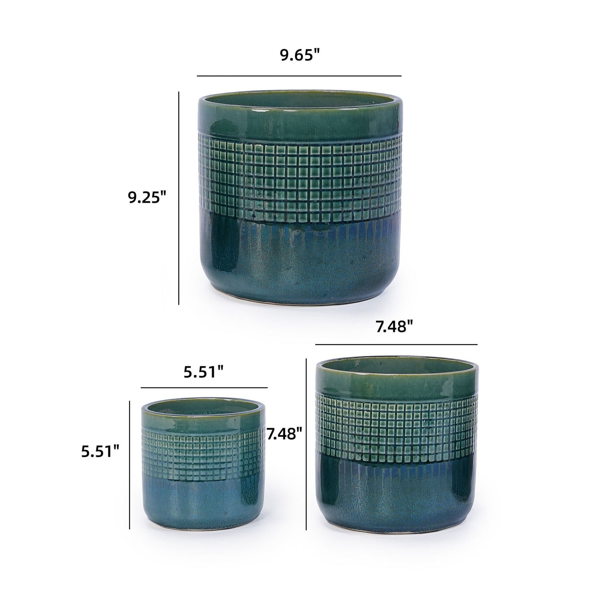 Grid Flowerpot (Set of 3) - Planters for Patio, Garden, Windowsill