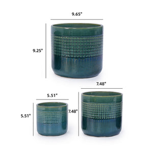 Grid Flowerpot (Set of 3) - Planters for Patio, Garden, Windowsill