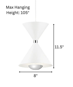 Kordan 8"W 1-Light LED Matte White  Metal Hourglass Mini Pendant Light Fixture by Kichler