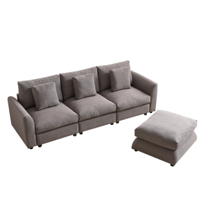 102.2 Inch Combination Modular Sofa with Ottoman Grey