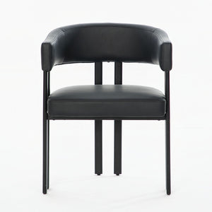 Modern Dining Upholstered Barrel Chair With Curved Back And Armrests