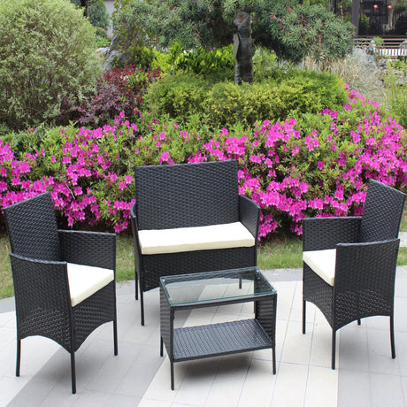 TM Home Four-Piece All-Weather Wicker Conversation Set