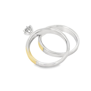 Diamond Engagement Ring Set Sterling Silver 14KT Gold