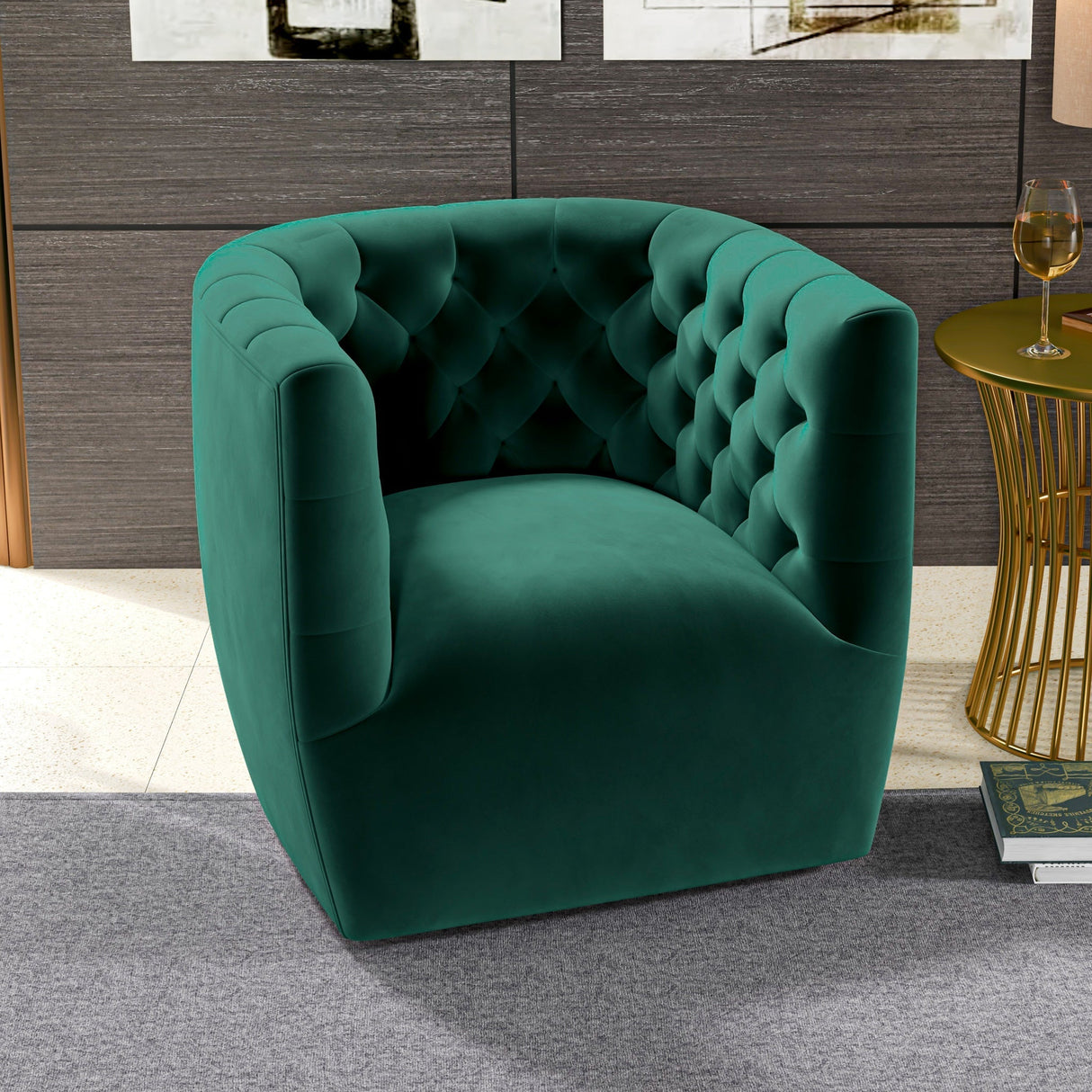Delaney Velvet Swivel Club Chair