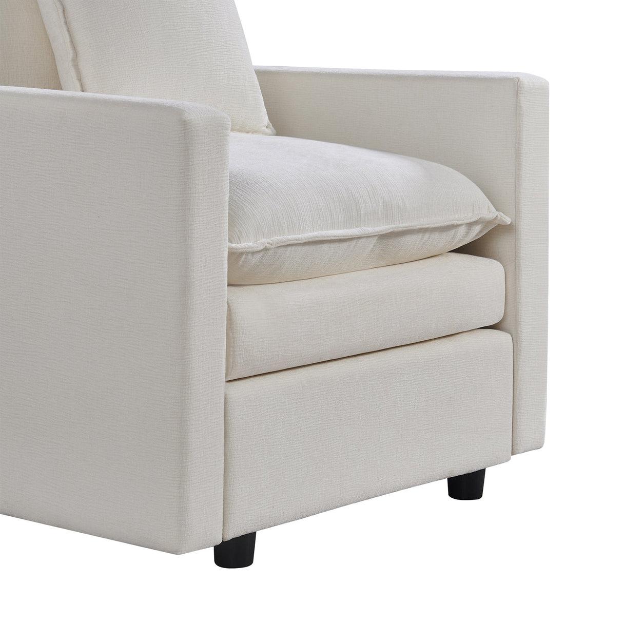 Plush Chenille Armchair with Deep Seating and Double-Layer Cushions