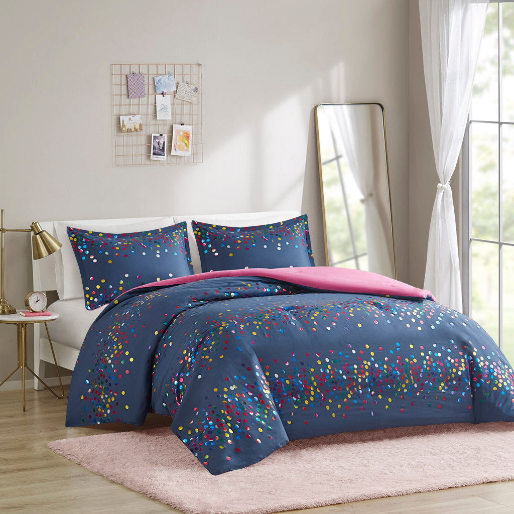 Rainbow-Iridescent-Metallic-Dot-Comforter-Set-Bedding