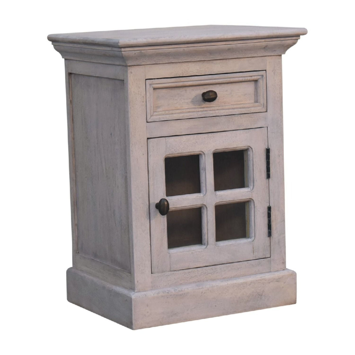 Glazed Bedside Table - Stone White