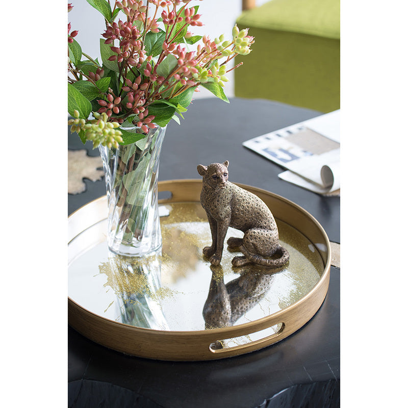 Copper Panther Animal Statue Decor