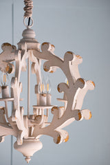 6 Light White Chandelier with Adjustable Chain for Kitchen