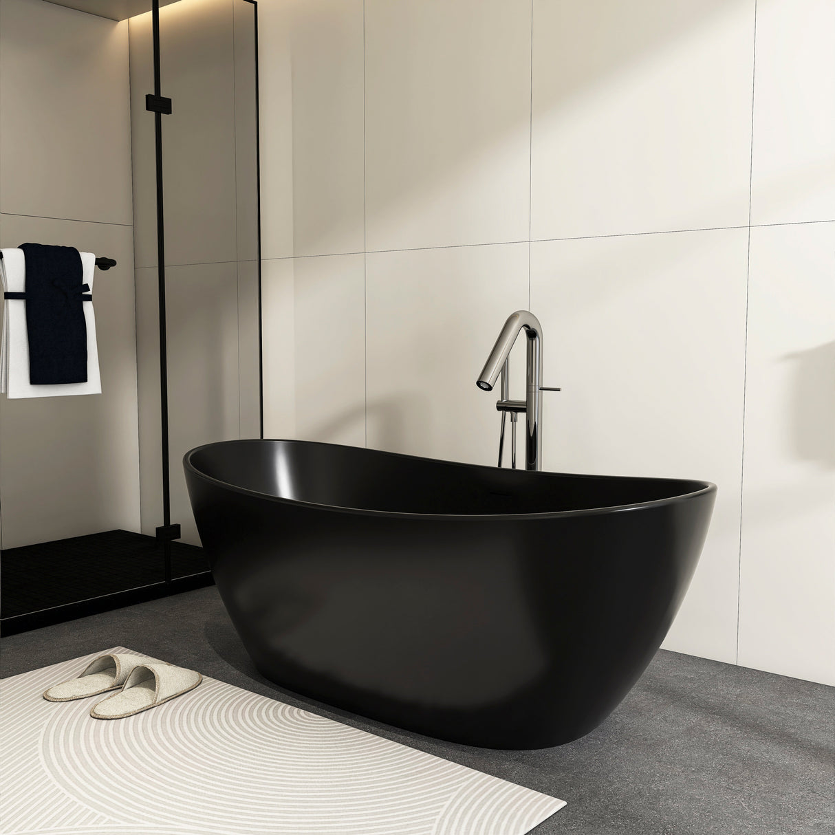 65 Inch Artificial Stone Solid Surface Freestanding Bathroom Bathtub
