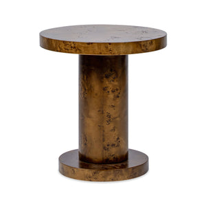 Bolin Round Pillar Burl Accent Side Table - Walnut Brown