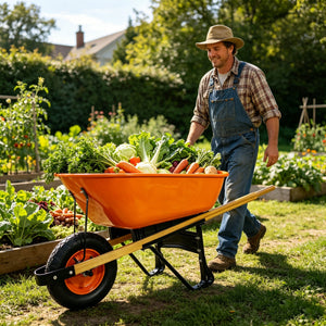Steel Tray Wheelbarrow with Two Wheels – ABS+Steel Construction - Black or Blue