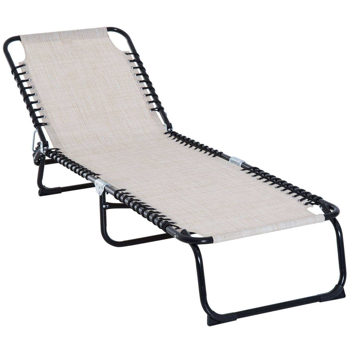 Folding chaise lounge with 4-position reclining back, breathable mesh seat