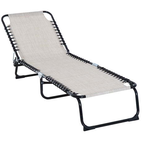 Folding chaise lounge with 4-position reclining back, breathable mesh seat