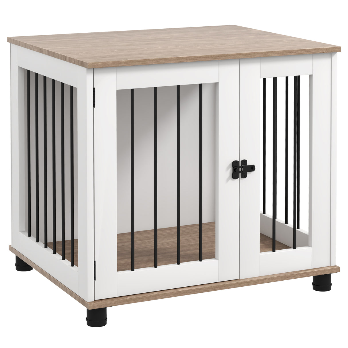 PawHut-Dog-Crate-Furniture,-Side-Table-Indoor-Dog-Kennel,-End-Table-with-Lockable-Door-for-Small-and-Medium-Dogs,-Walnut-Brown-Pet-Supplies
