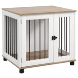 PawHut-Dog-Crate-Furniture,-Side-Table-Indoor-Dog-Kennel,-End-Table-with-Lockable-Door-for-Small-and-Medium-Dogs,-Walnut-Brown-Pet-Supplies