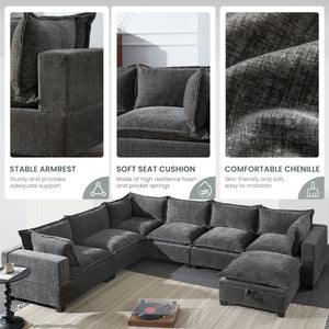 117.5'' Modular Sectional Sofa with Movable Storage Ottoman