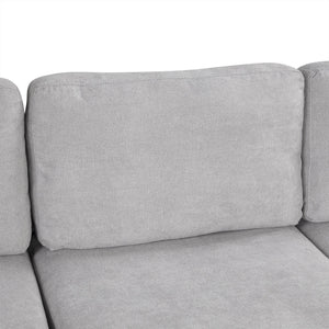 111" Upholstered 3-Seater Sofa with Curved Design and Two Printed Pillows
