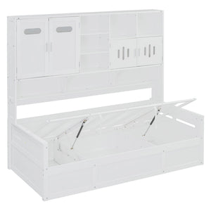 Daybed With All-In-One Cabinet And Shelf