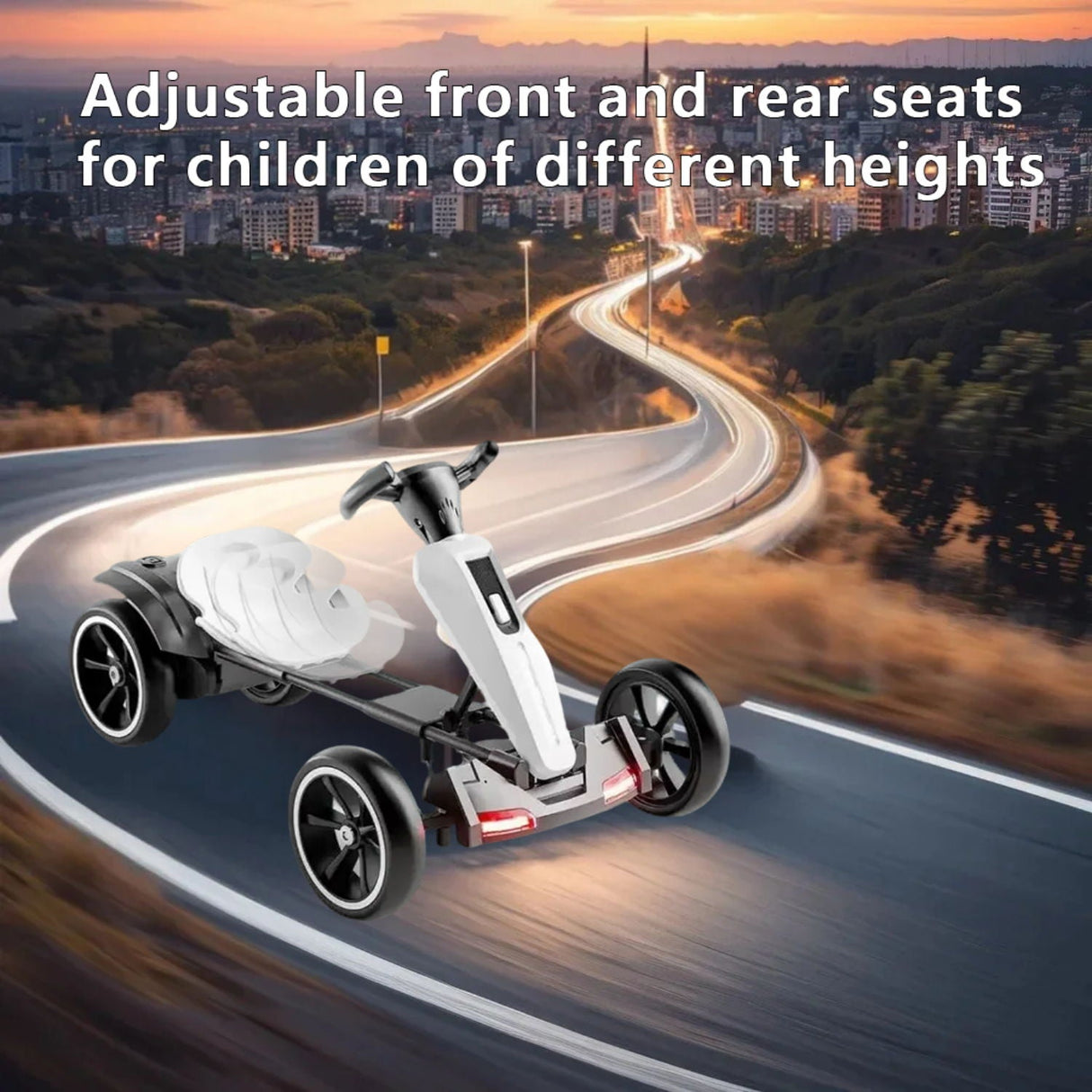 Electric Kids Pedal Go Kart With Adjustable Seat, Foldable Design