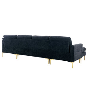 Modern L - Shape Convertible Sectional Sofa With Movable Ottoman