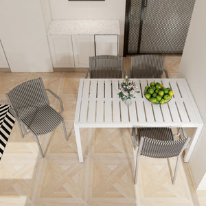 4 Piece Stackable Single Chairs With Vertical Stripe Design For All Weather