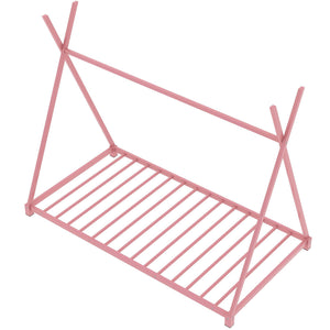 Metal House Platform Bed With Triangle Structure, Low Profile Design