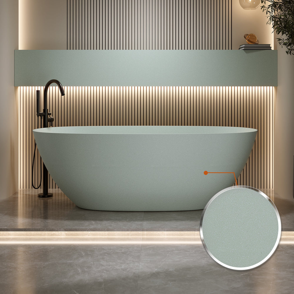 69'' Freestanding Bathtub Resin Stone Soaking Bathtub