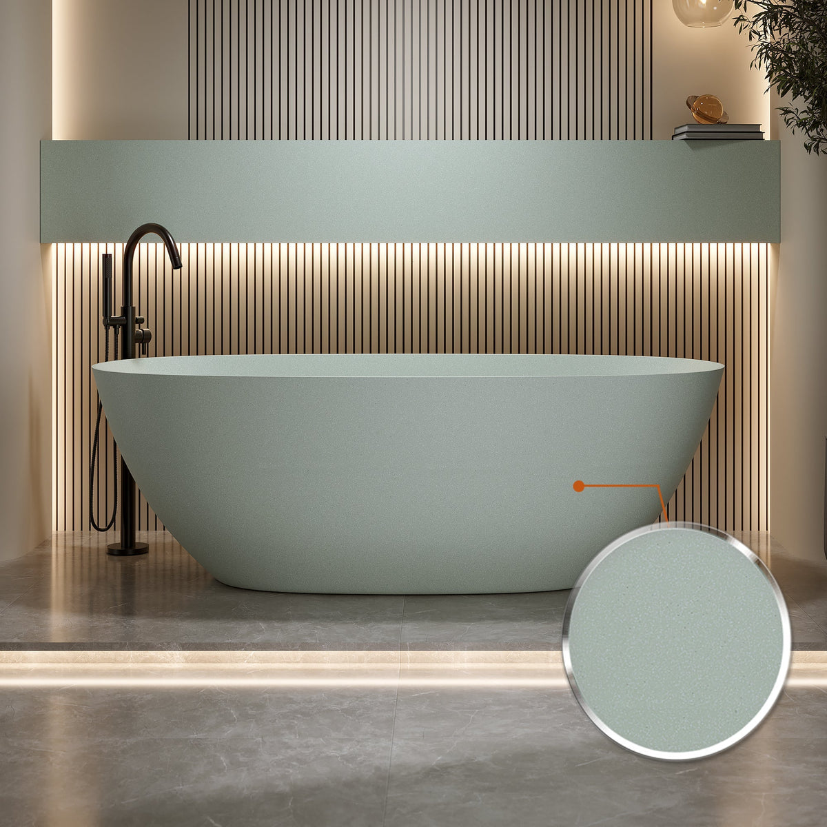 69'' Freestanding Bathtub Resin Stone Soaking Bathtub with Modern Design - White