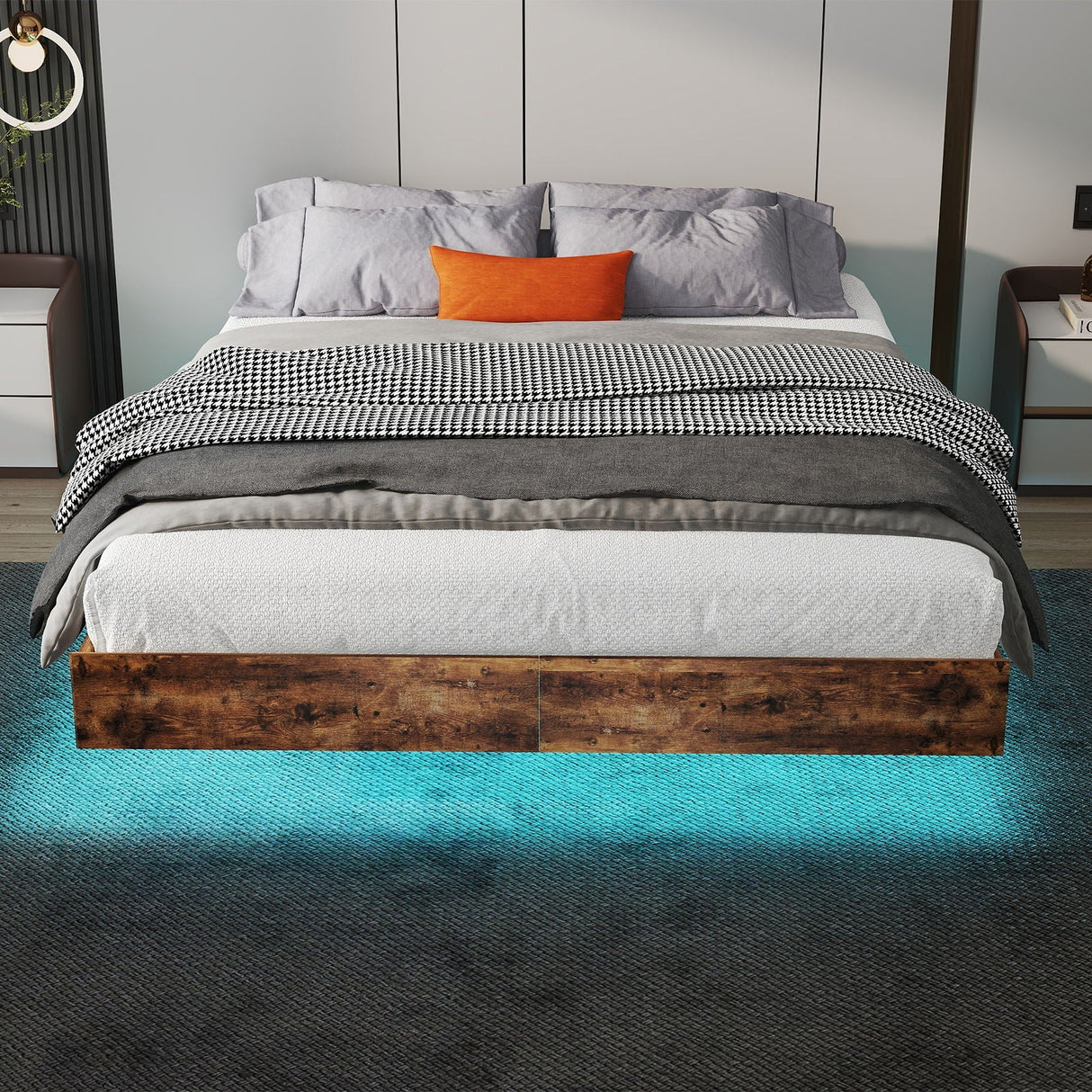 Platform Floating Bed Frame With RGB LED Lights