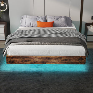 Platform Floating Bed Frame With RGB LED Lights
