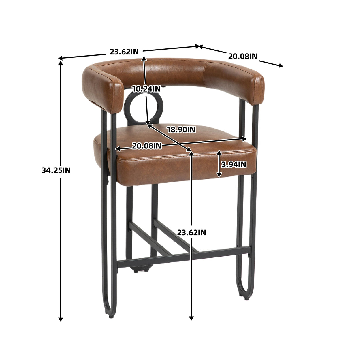 Household bar stools set of 2, modern upholstered with back