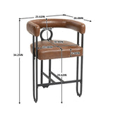 Household bar stools set of 2, modern upholstered with back