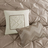 7 Piece Tufted Comforter Set Taupe King