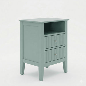 Fluted Nightstand With 2 Drawers