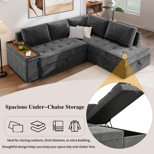 L Shaped Couch With Pull Out Bed And Storage Sectional Sleeper Sofa