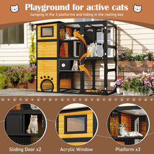GO Large Cat Catio 4 Tiers Cat Enclosure for Outdoor Cats