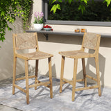 Acacia Wood Outdoor Armless Barstool - Light Teak