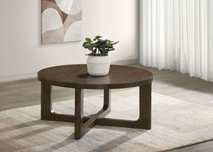 Kessler Round Sculptural Wood Coffee Table Brown