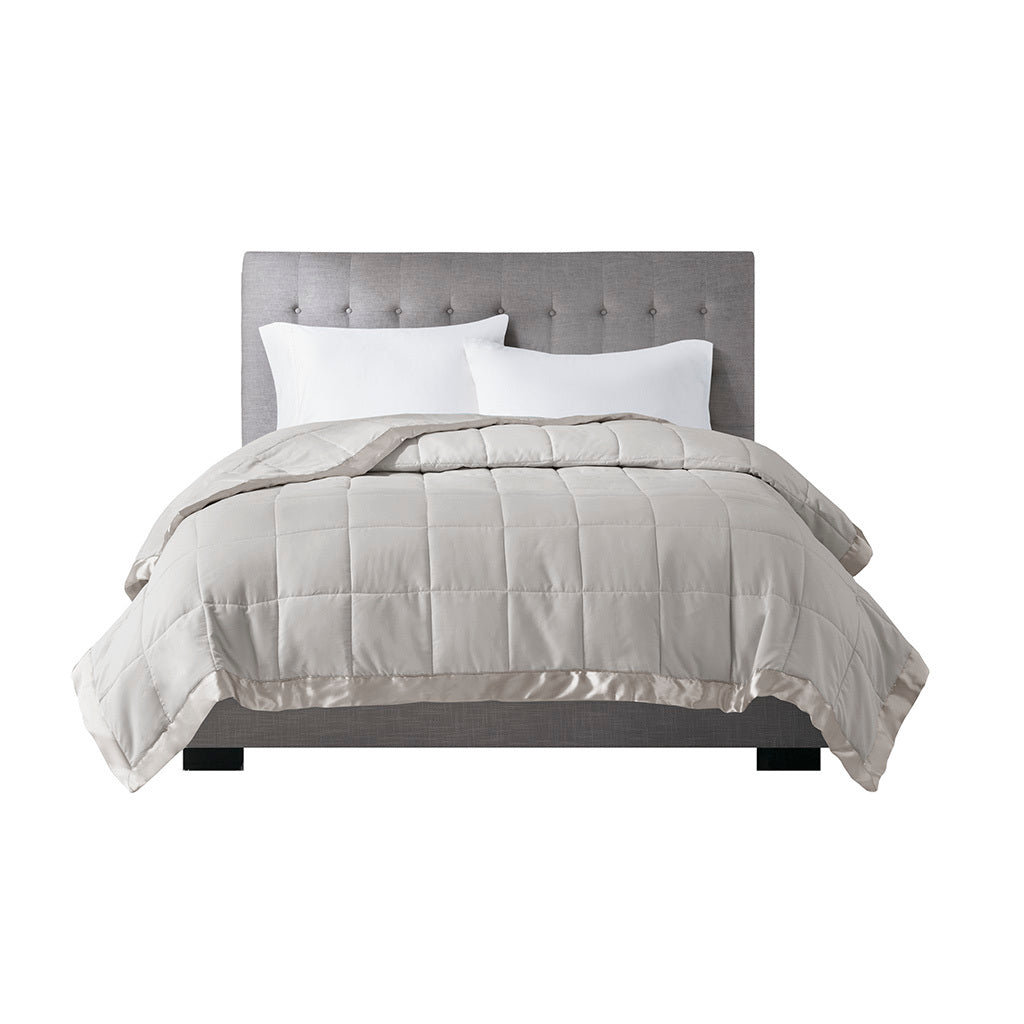 Lightweight Down Alternative Blanket with Satin Trim