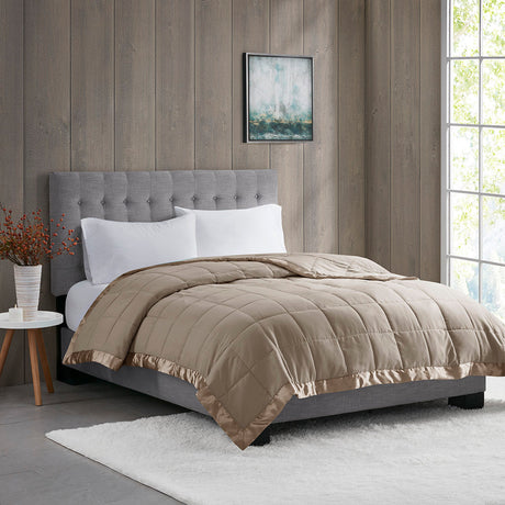 Lightweight Down Alternative Blanket with Satin Trim