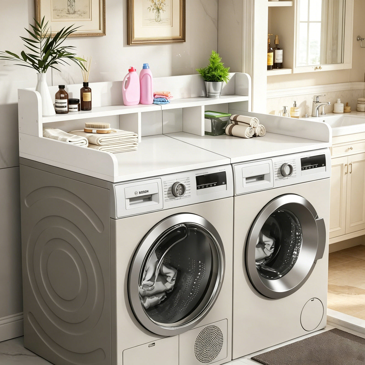 Washer Dryer Countertop with Non-Slip Pads - White