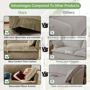 Modern 3 Seater Slipcovered Sofa with Suppleness Armrests